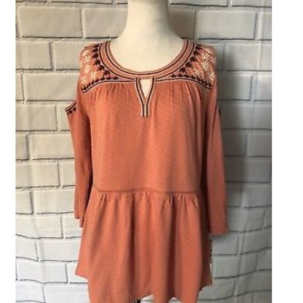 Cold Shoulder Tunic Fall Orange Blouse Top